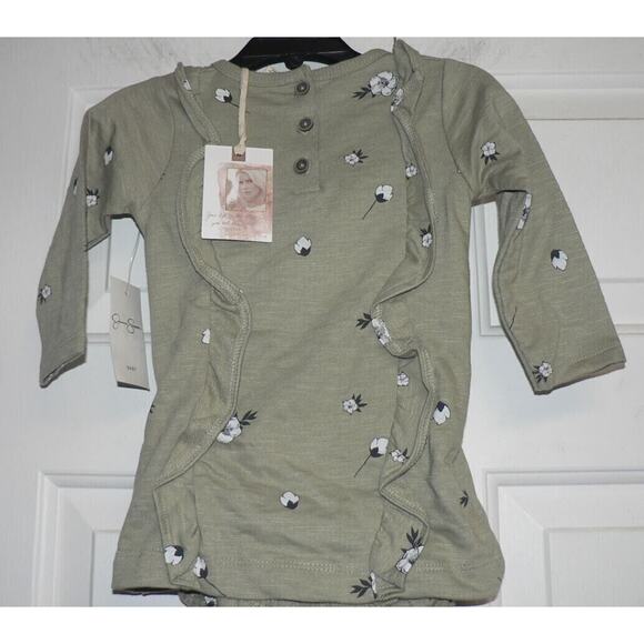 Jessica Simpson Long Sleeve Ruffle Dress &Diaper Cover In Floral Seagrass 18 Mth - Picture 5 of 5